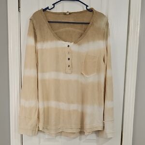 POL Tan Cream Buttoned Blouse